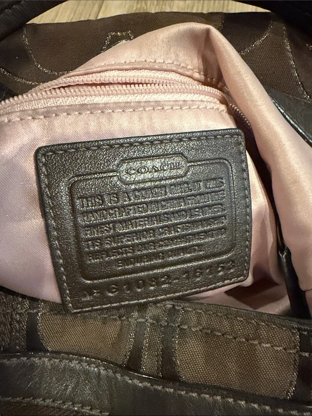 Coach Brown Signature Canvas Shoulder Bag with Gold Hardware